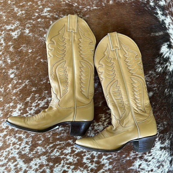 Vintage bottes de cow boy justin bicolores en cuir western